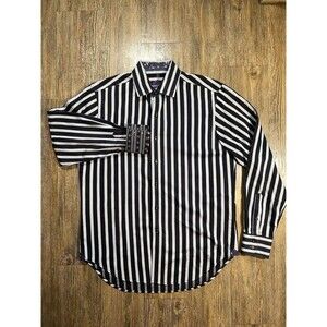 Robert Graham Purple Black Long Sleeve Shirt M Abstract Pattern Flip Cuff Mens